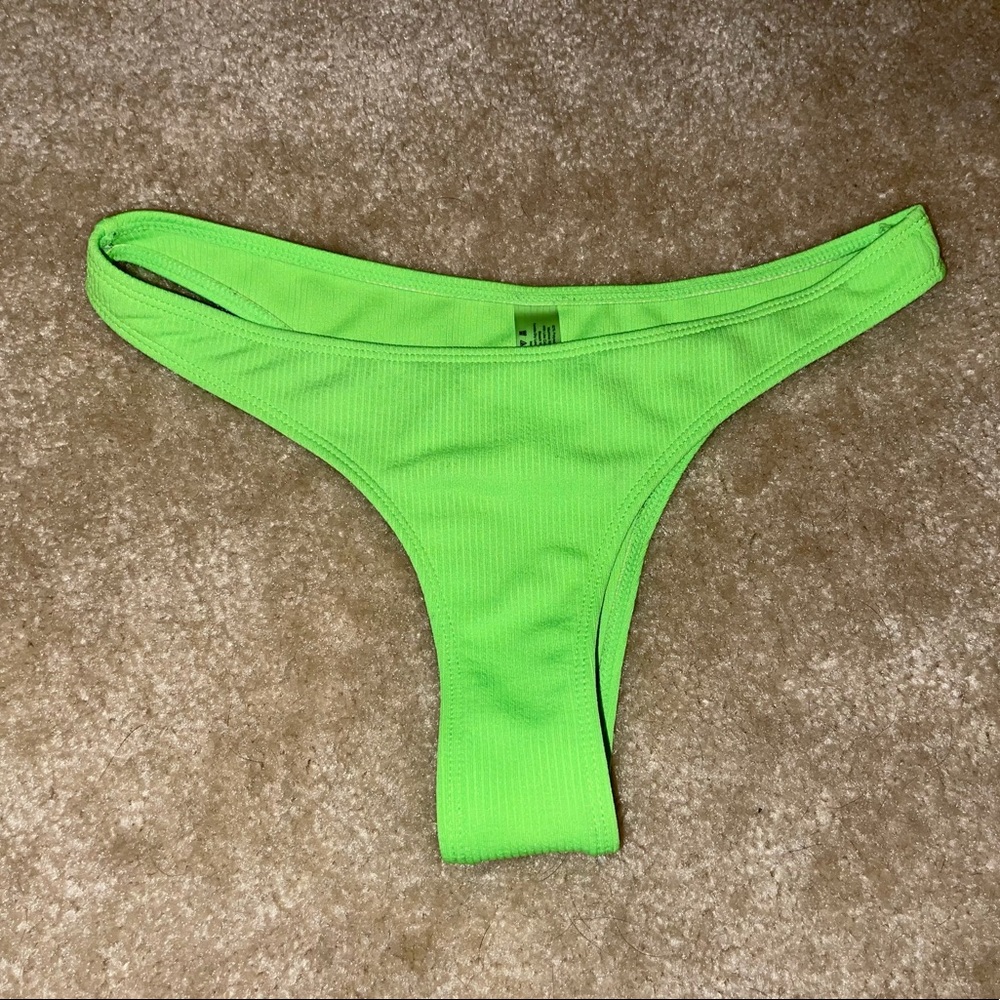 Sunny Bunny neon green thong bathing suit bottoms